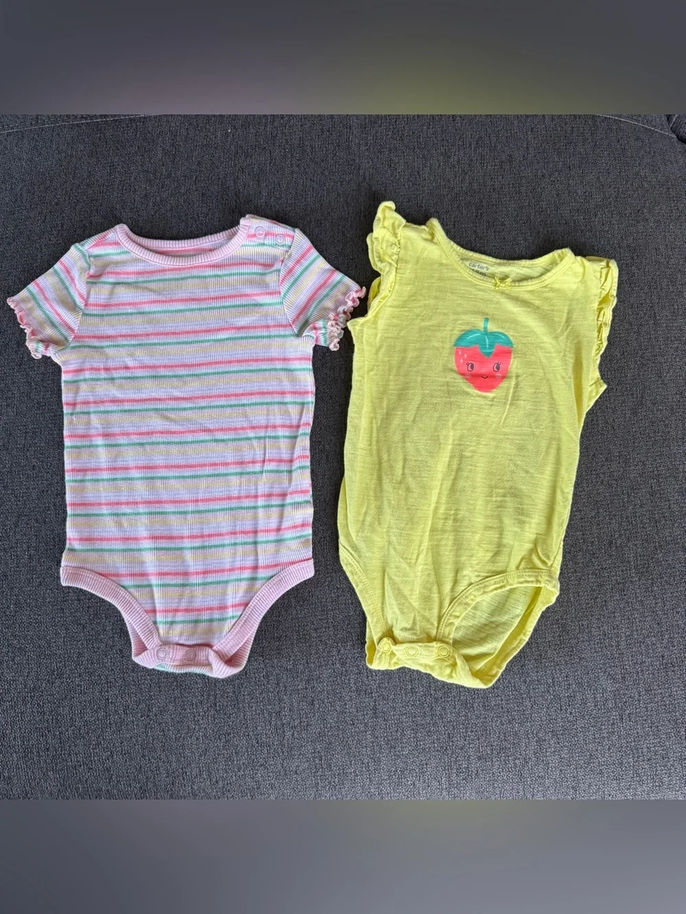 Bundle 3PC Set Baby Girl onesie Bodysuit Pineapple Strawberry Striped 18M